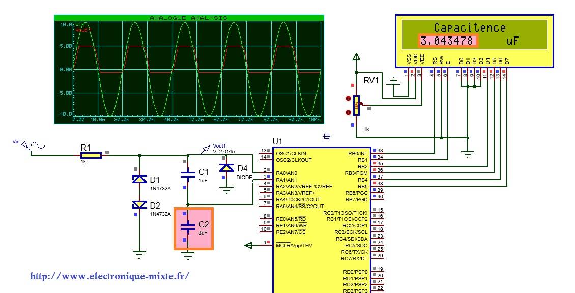 Projet électronique : Capacimètre Numérique à base du microcontrôleur  PIC16F877A – Cours