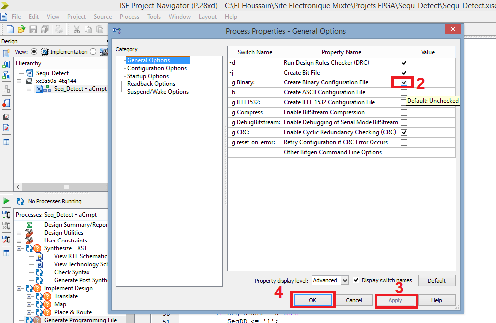 Projet électronique FPGA Détecteur d'une séquence parallele bin 2