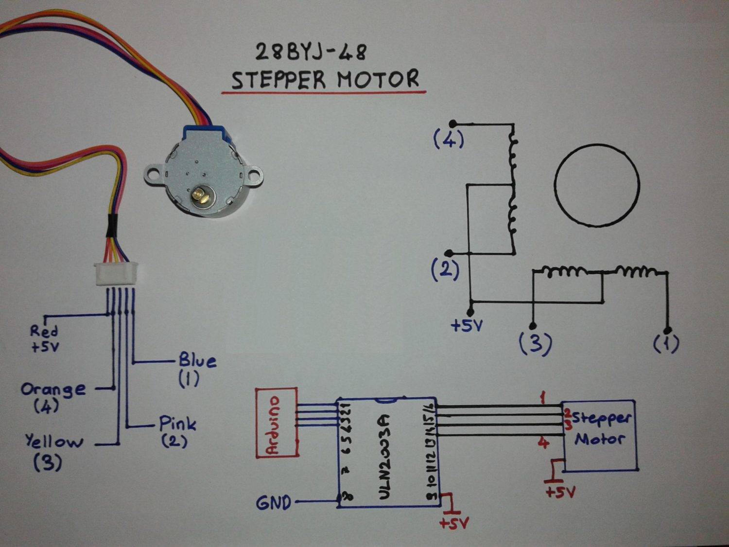 Projet électornique : Commande d'un moteur pas à pas 4 phases avec Arduino - demi pas 1