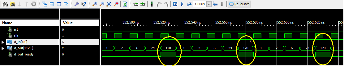 Projet FPGA Calcul de Factorielle n logarithme de factorielle - simulation 5