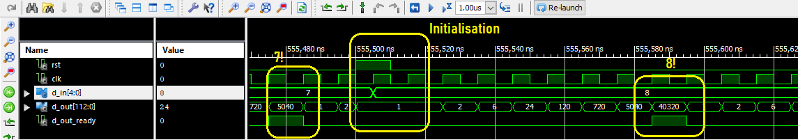 Projet FPGA Calcul de Factorielle n logarithme de factorielle - simulation 6