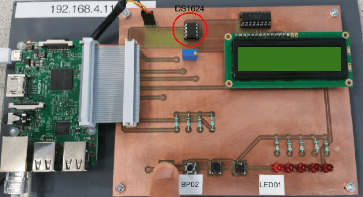 capteur DS1624 et le module XBee connectée à la RPi