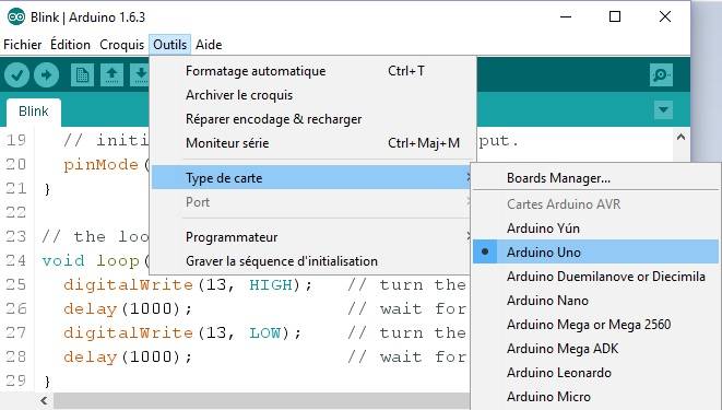 type carte Arduino UNO