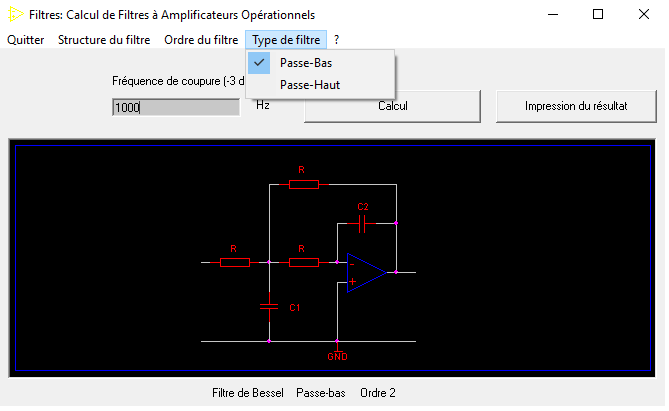 type du filtre