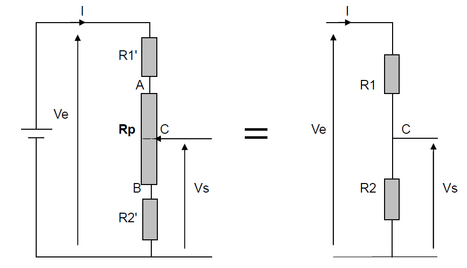 schéma potentiomètre avec résistances talons