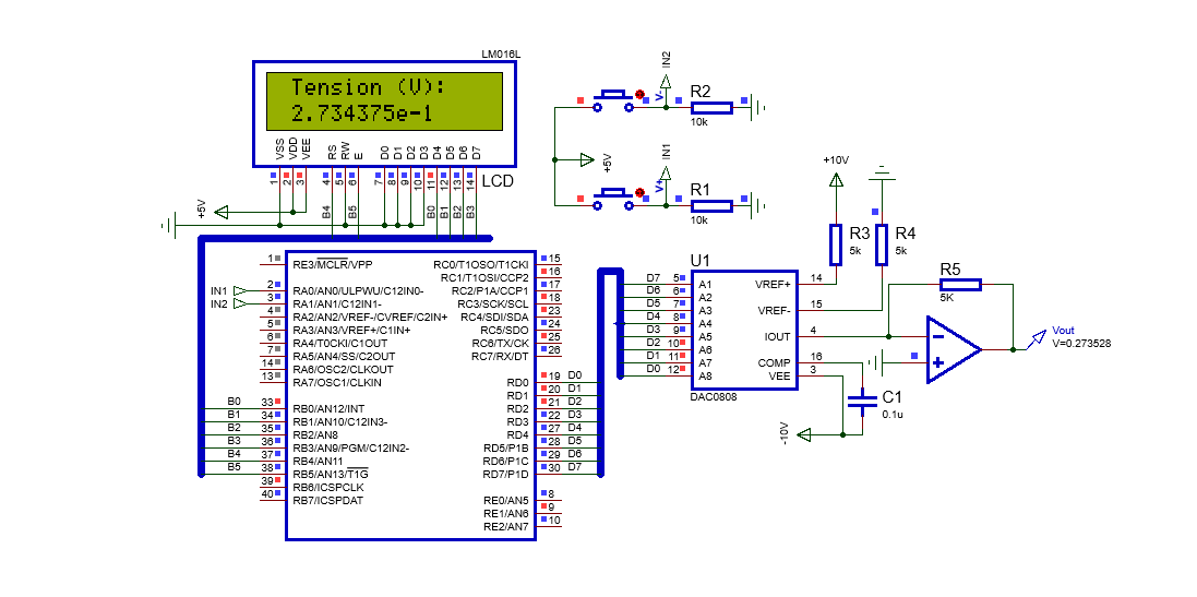 Source de tension numérique (DAC) avec PIC16F887