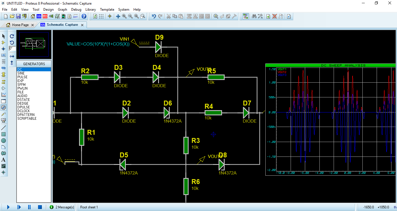 PROTEUS ISIS Analyse DC d’un circuit électronique complexe